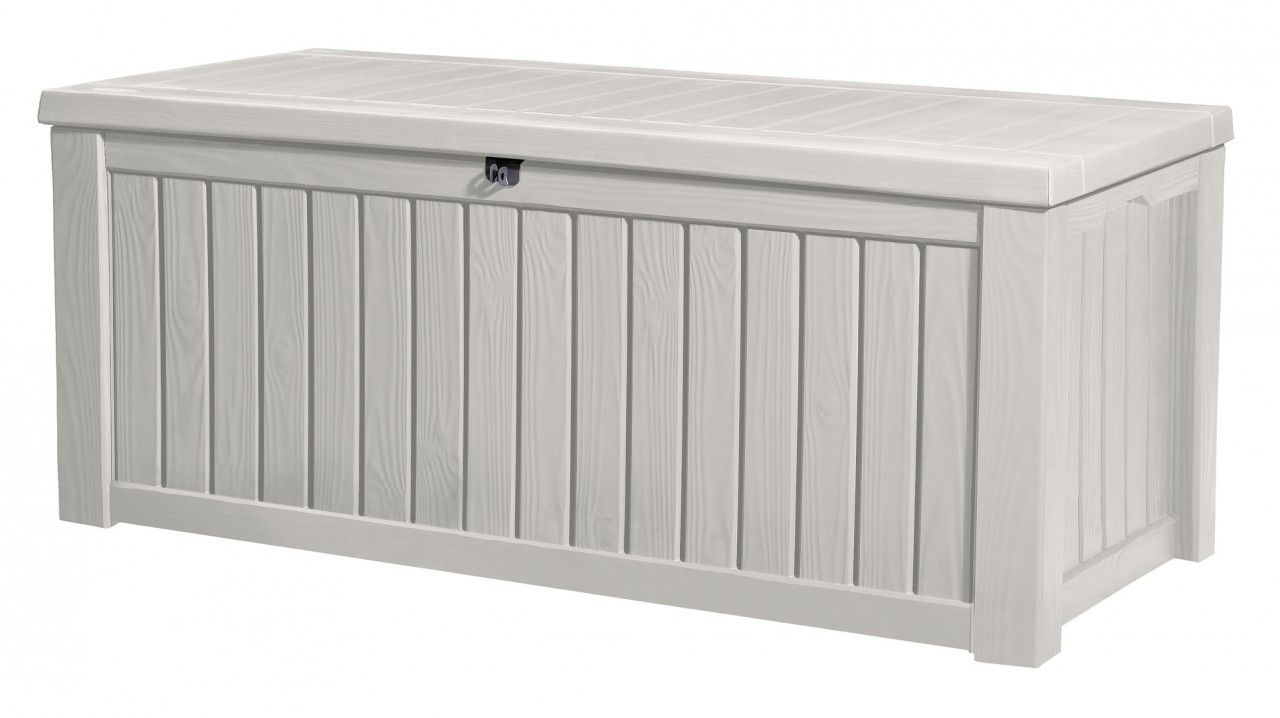 Keter Jumbo XXL Kissenbox, Sitzbank Holzoptik Wasserdicht Auflagenbox